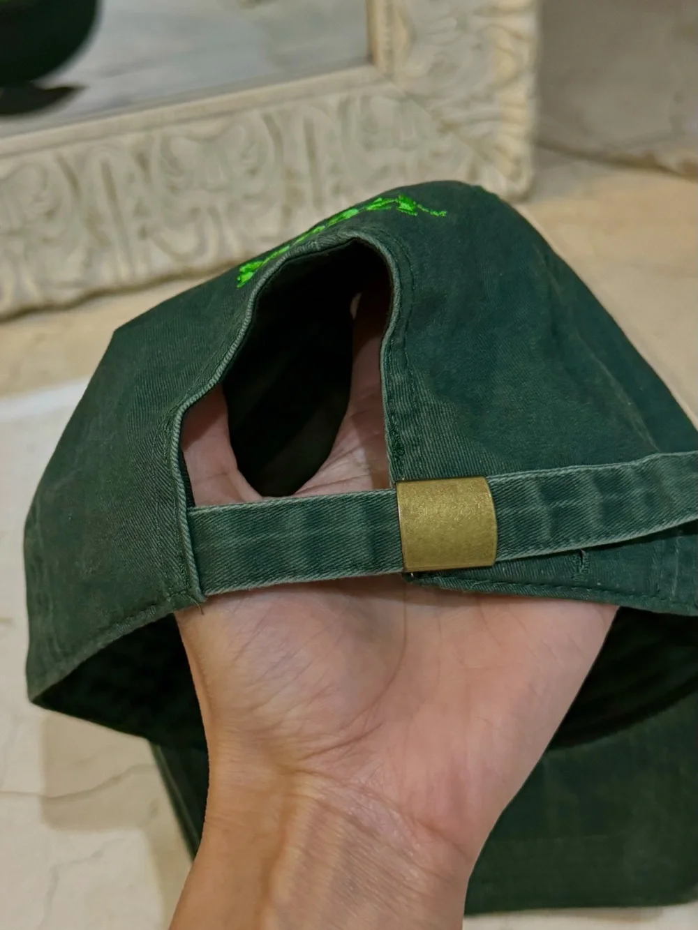 OTTO Dark Green Baseball Cap with Neon Green Embroidery